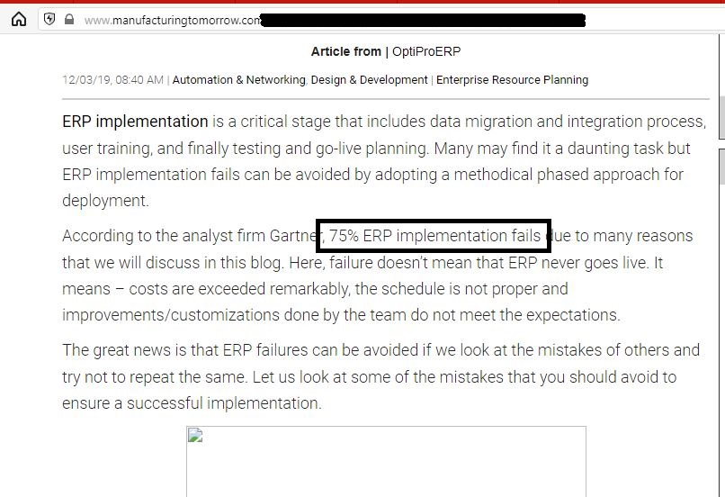 kegagalan implementasi ERP