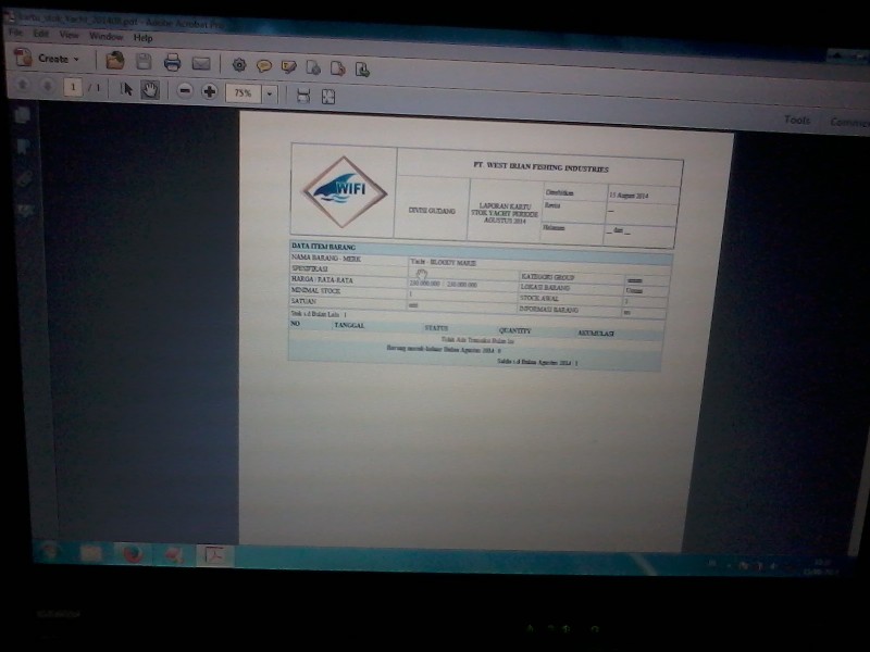 Software Gudang menyajikan Kartu Stok Kartu Stok tersaji
